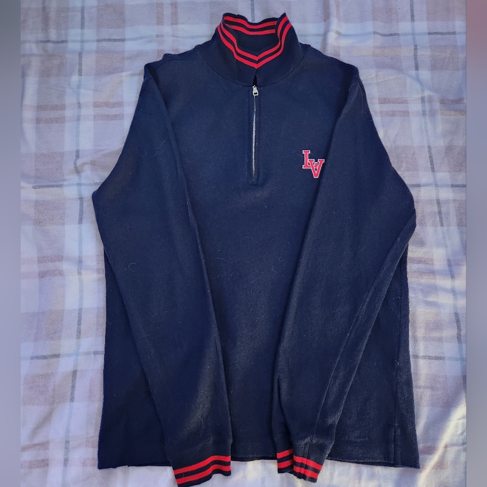 Louis Vuitton navy blue quater zip Japan Exclusive. Size small.